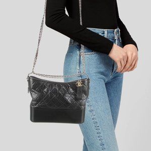 Chanel Gabrielle Medium Hobo Aged Calfskin Black